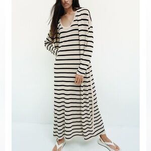 ZARA Long Striped Knit Cardigan